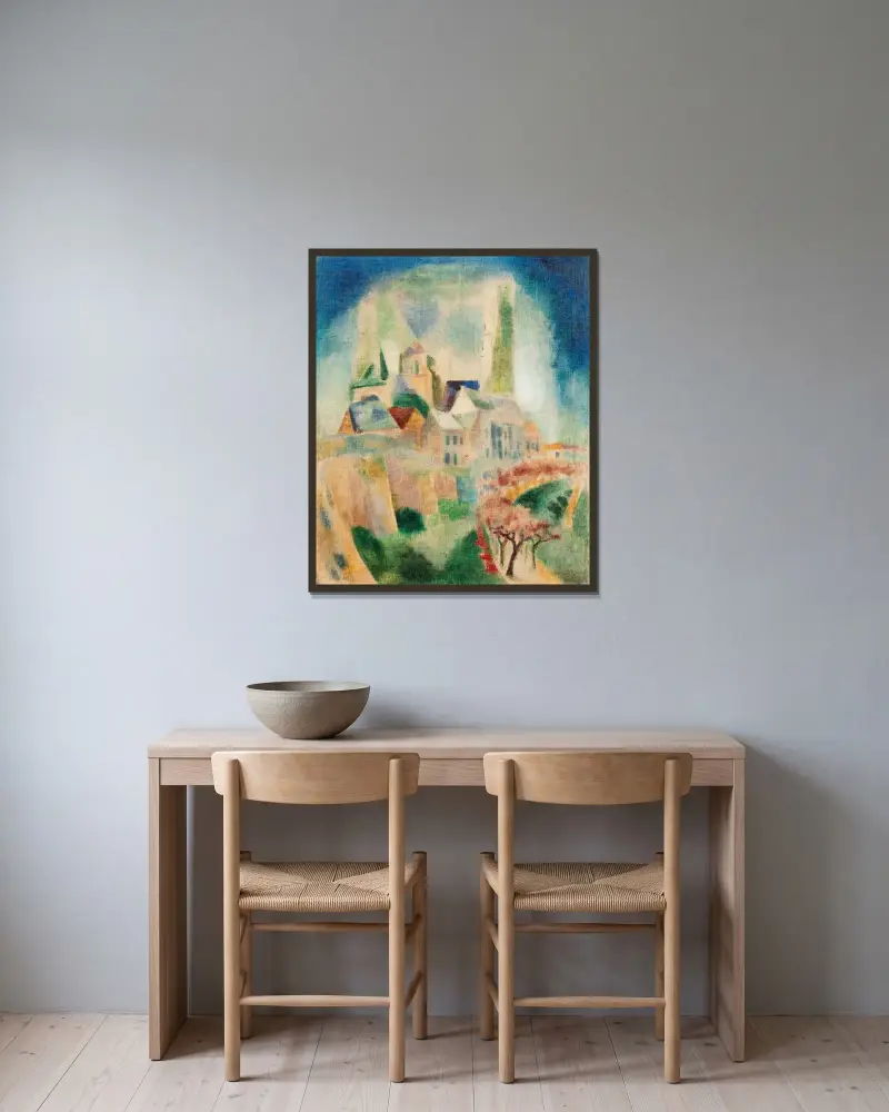 Katedralen i Laon av Robert Delaunay inramad på en vägg