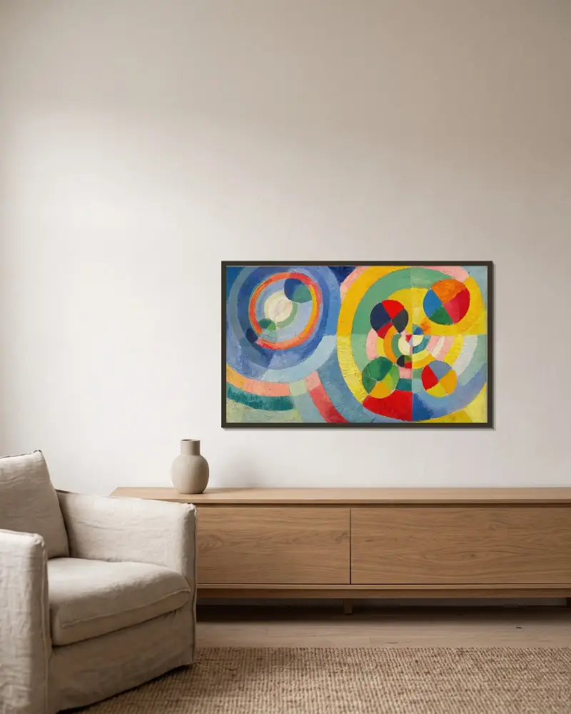 Cirkulära former av Robert Delaunay inramad på en vägg