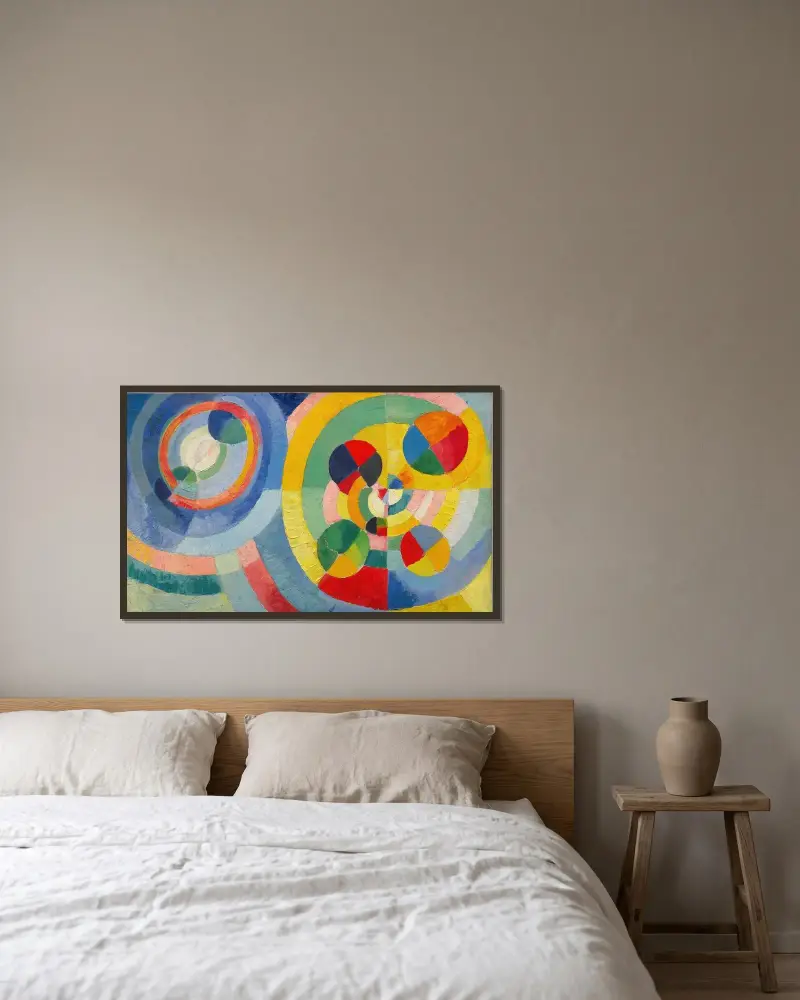 Cirkulära former av Robert Delaunay inramad på en vägg
