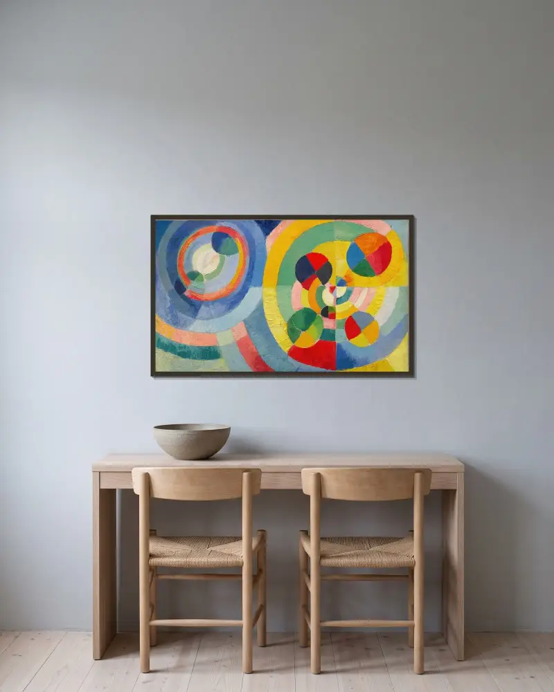 Cirkulära former av Robert Delaunay inramad på en vägg