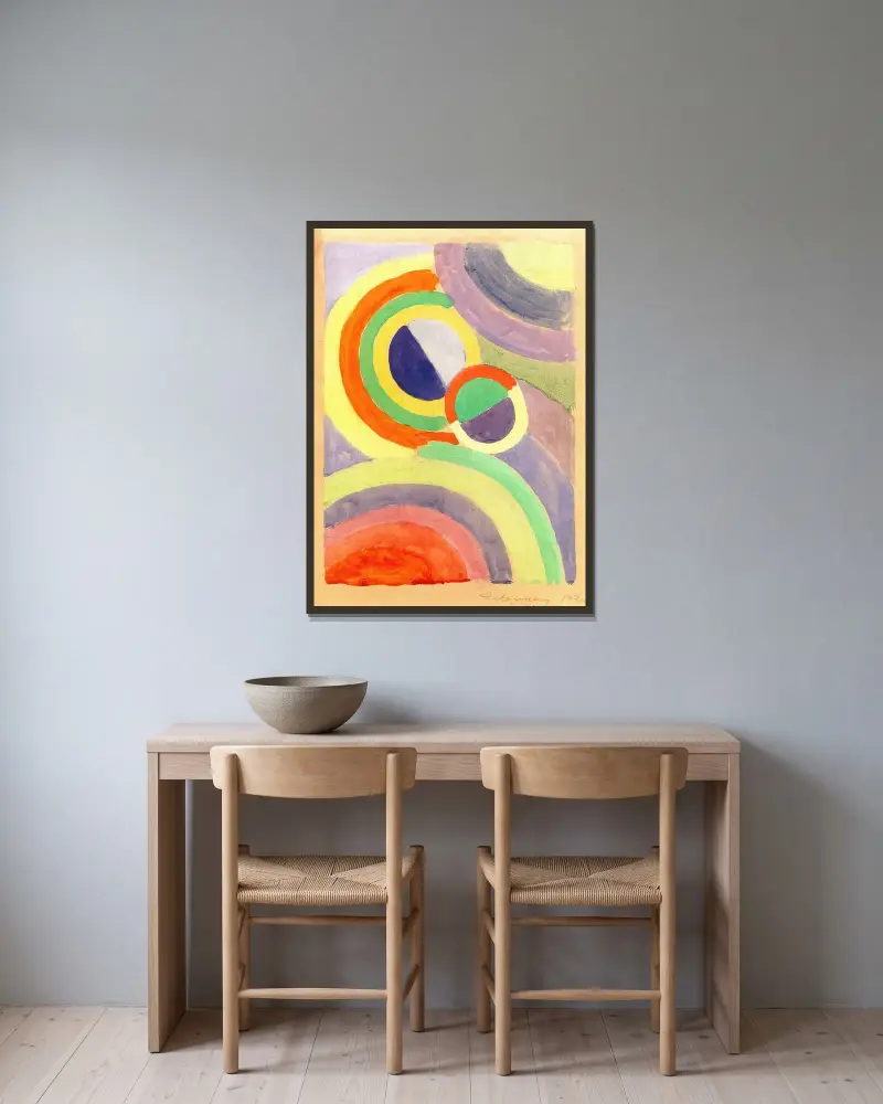 Komposition av Robert Delaunay inramad på en vägg