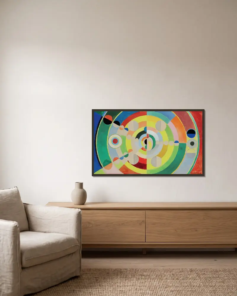 Disc-Relief av Robert Delaunay inramad på en vägg