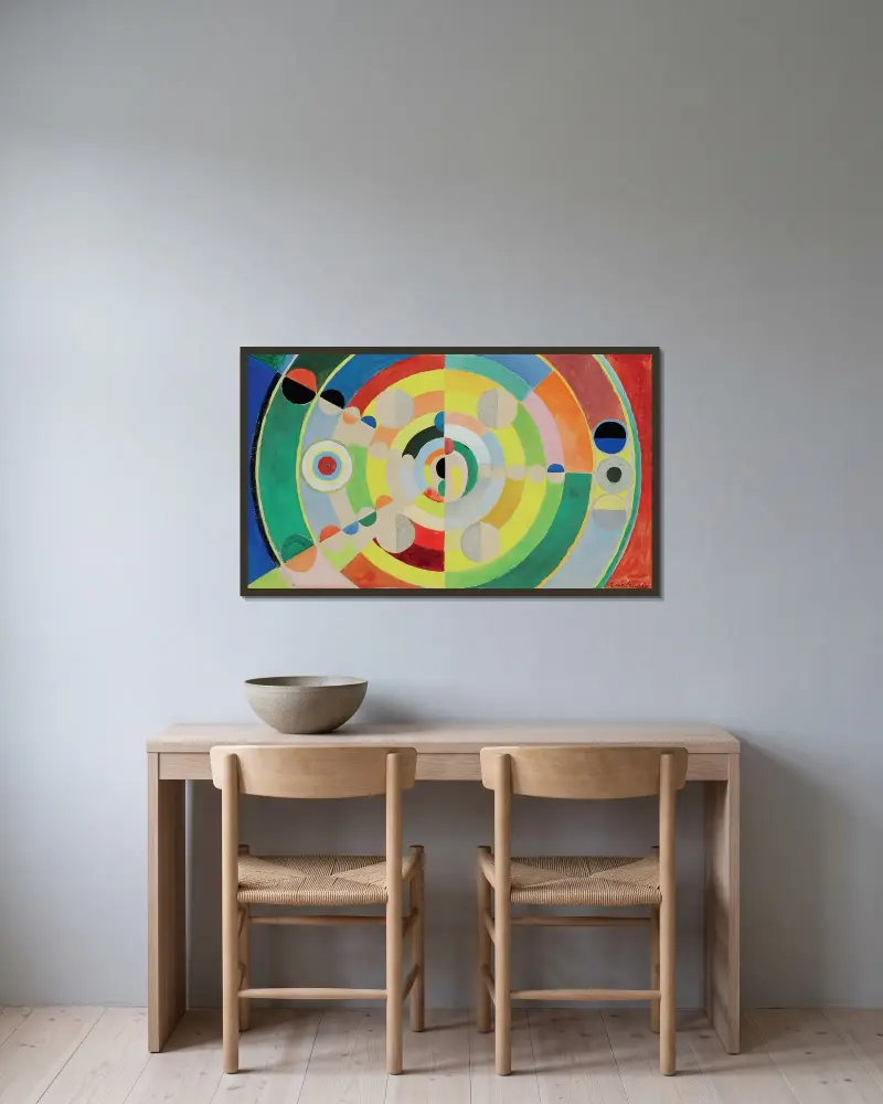 Disc-Relief av Robert Delaunay inramad på en vägg