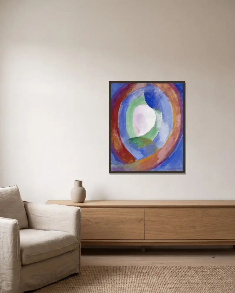 Cirkelformer, måne nr 1 av Robert Delaunay inramad på en vägg