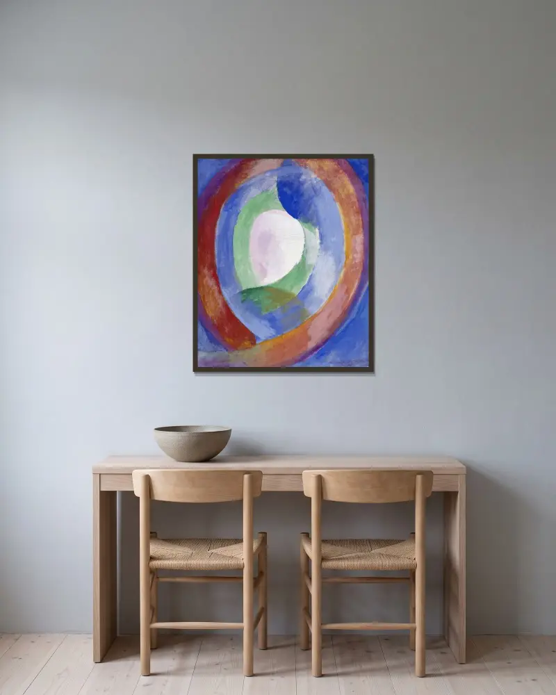 Cirkelformer, måne nr 1 av Robert Delaunay inramad på en vägg