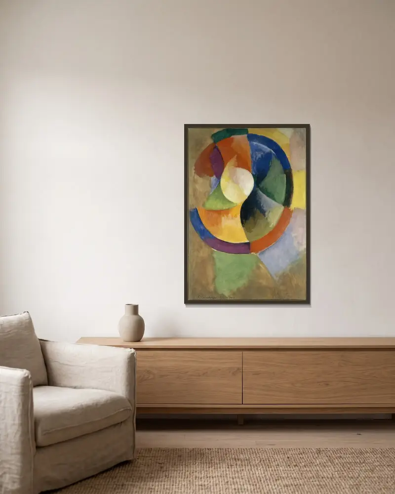 Cirkelformer, sol nr 2 av Robert Delaunay inramad på en vägg