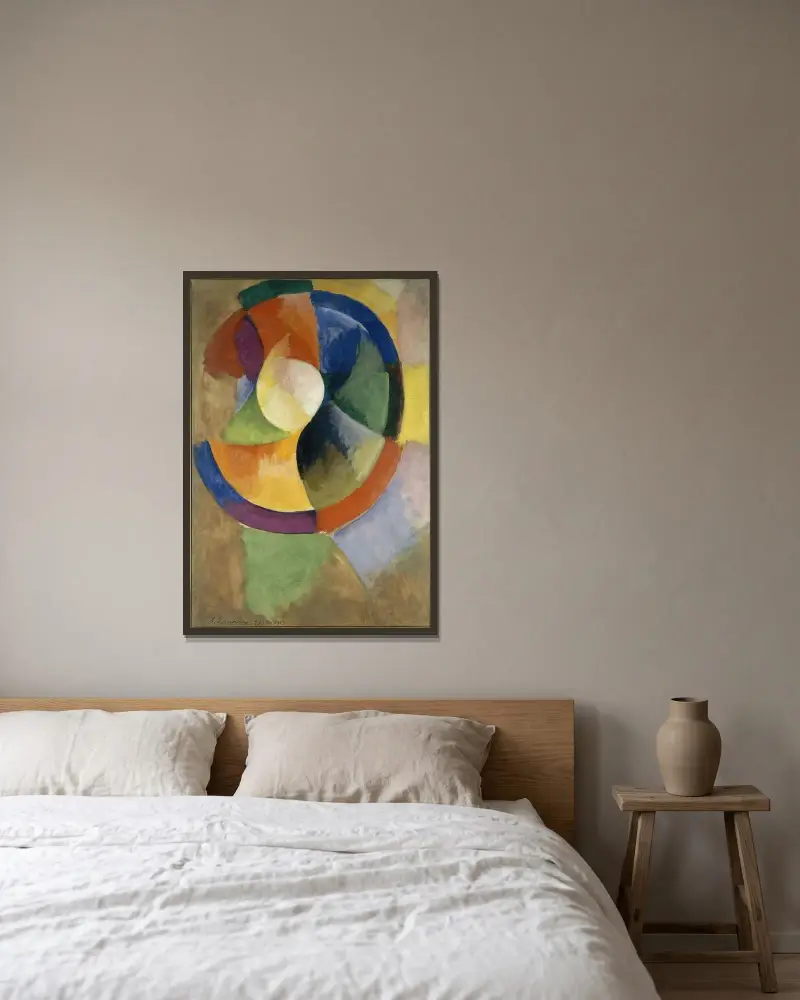 Cirkelformer, sol nr 2 av Robert Delaunay inramad på en vägg
