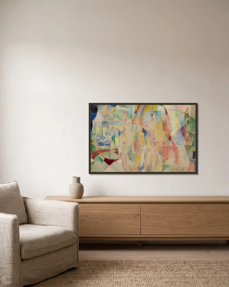 Staden Paris, skiss av Robert Delaunay inramad på en vägg