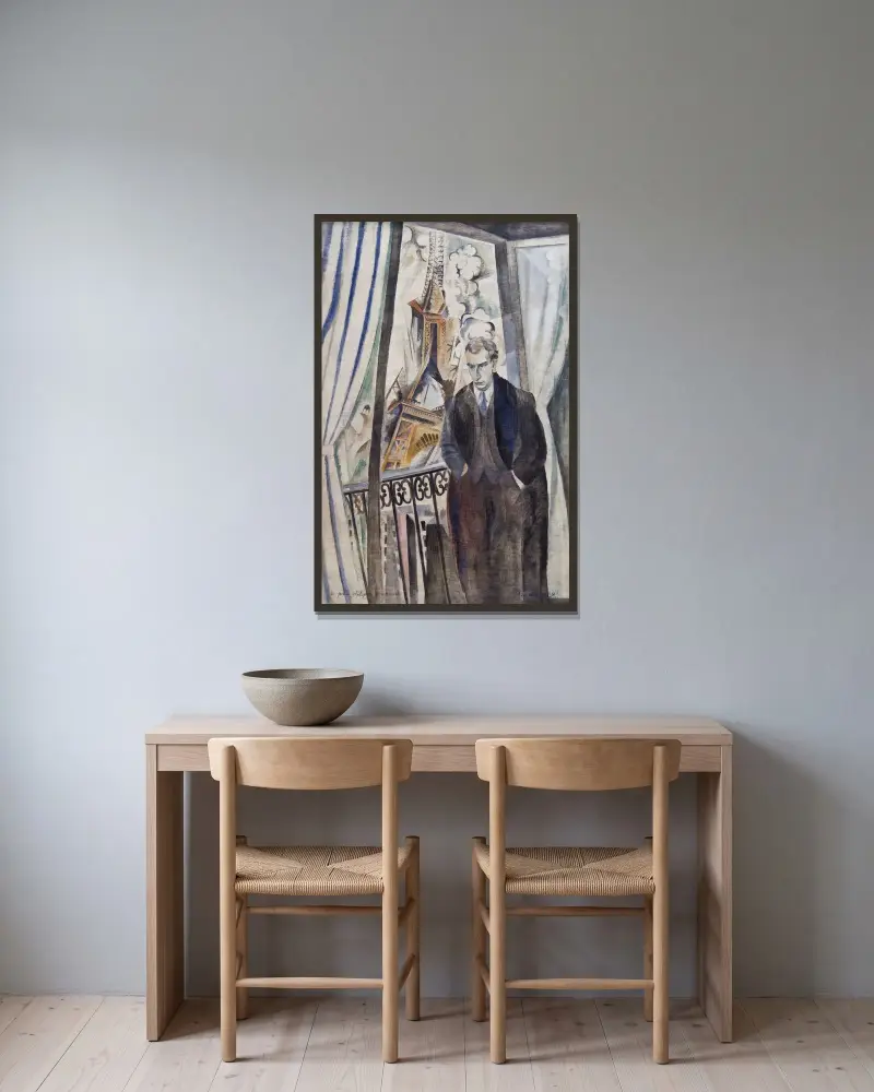 Poeten Philippe Soupault av Robert Delaunay inramad på en vägg