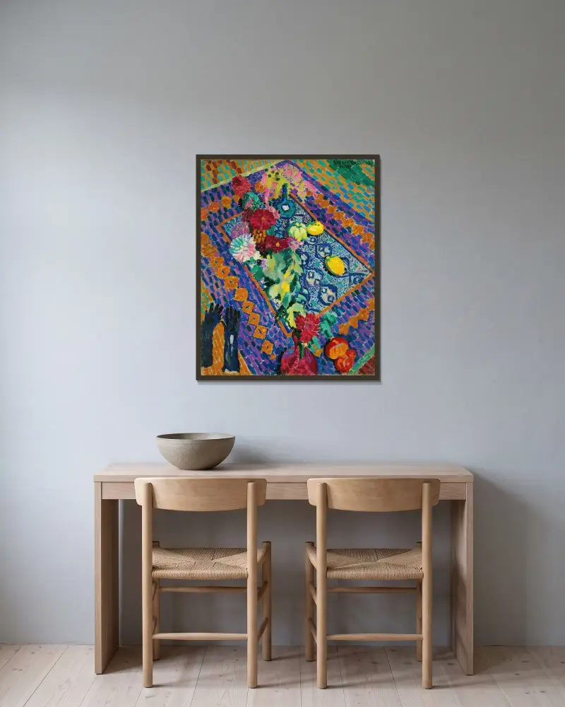 Stilleben med handskar av Robert Delaunay inramad på en vägg