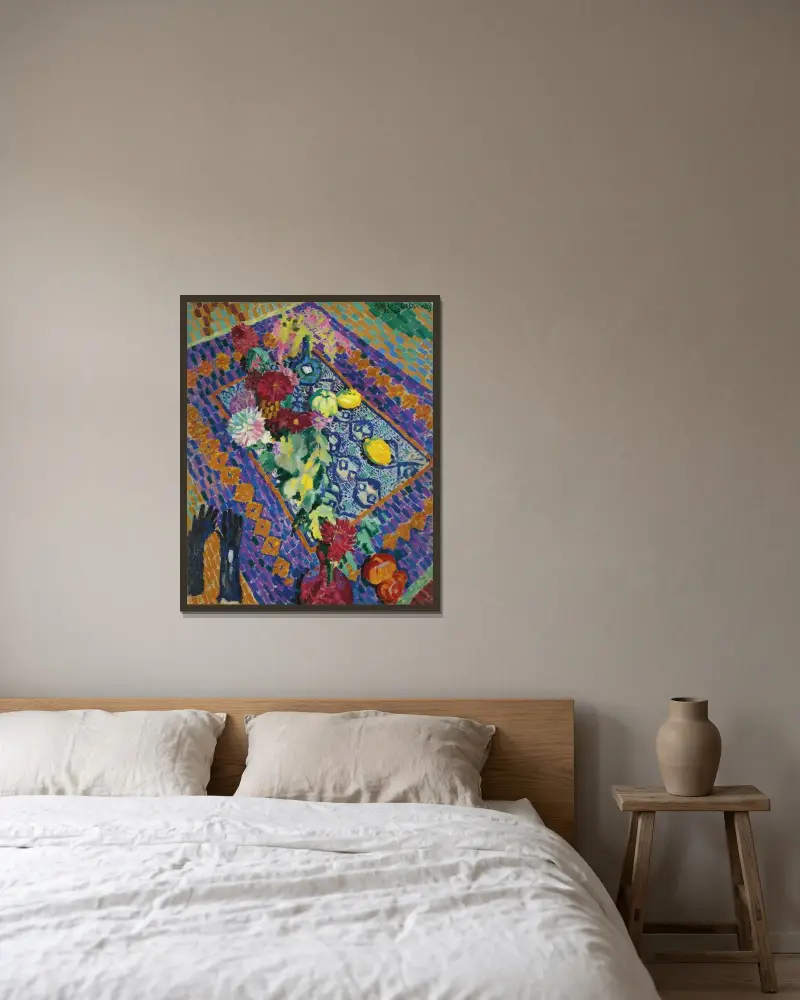 Stilleben med handskar av Robert Delaunay inramad på en vägg