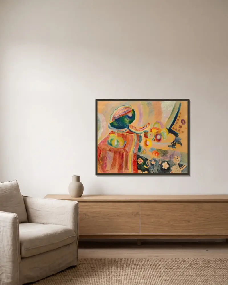 Portugisisk stilleben av Robert Delaunay inramad på en vägg