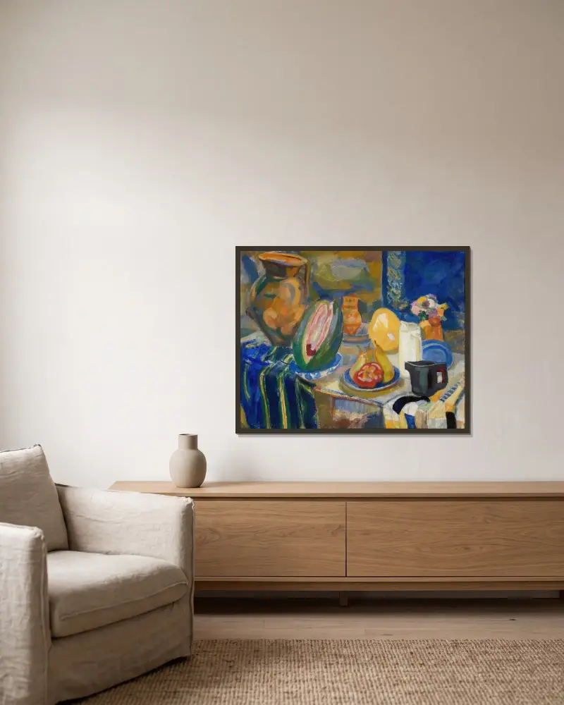 Portugisisk stilleben av Robert Delaunay inramad på en vägg