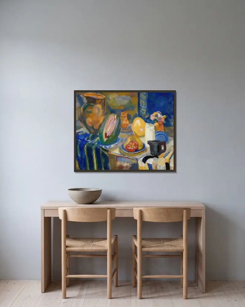 Portugisisk stilleben av Robert Delaunay inramad på en vägg