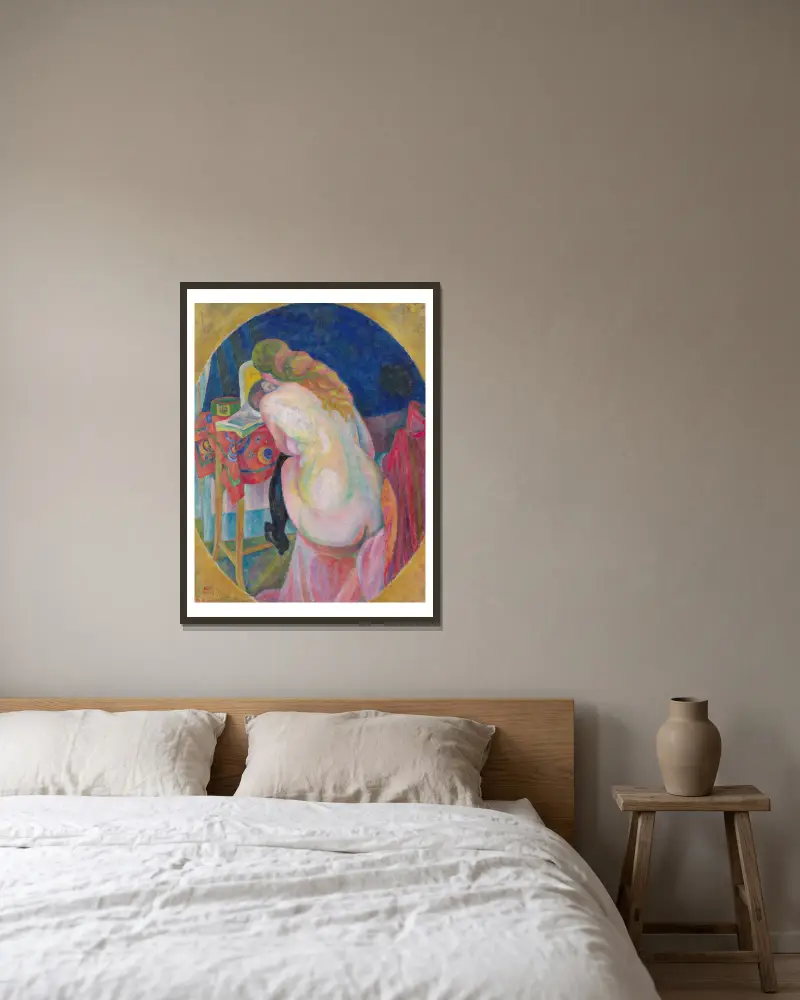 Nude woman reading av Robert Delaunay inramad på en vägg