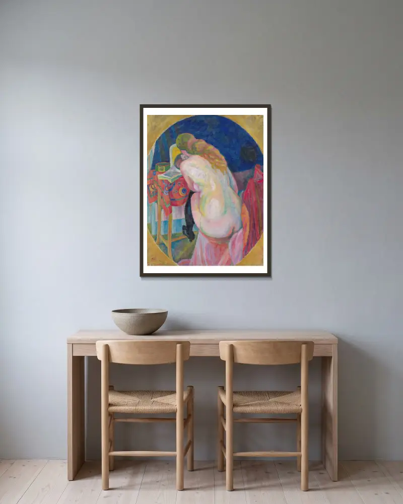 Nude woman reading av Robert Delaunay inramad på en vägg