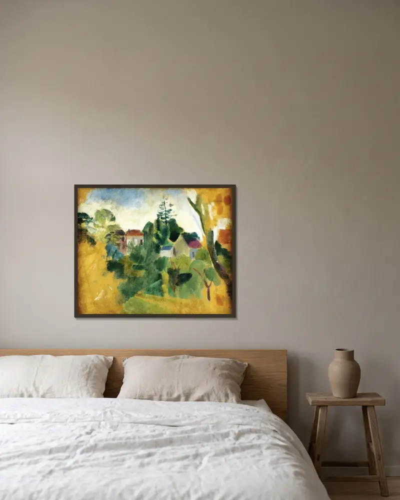 Ofullbordat landskap av Robert Delaunay inramad på en vägg