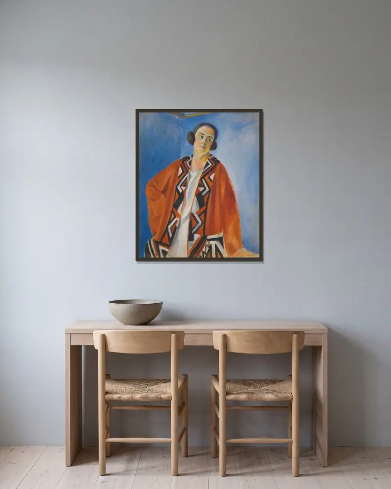 Porträtt av Hélène Marre av Robert Delaunay inramad på en vägg