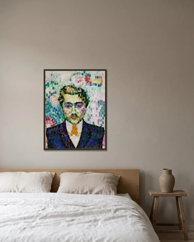 Porträtt av Jean Metzinger av Robert Delaunay inramad på en vägg
