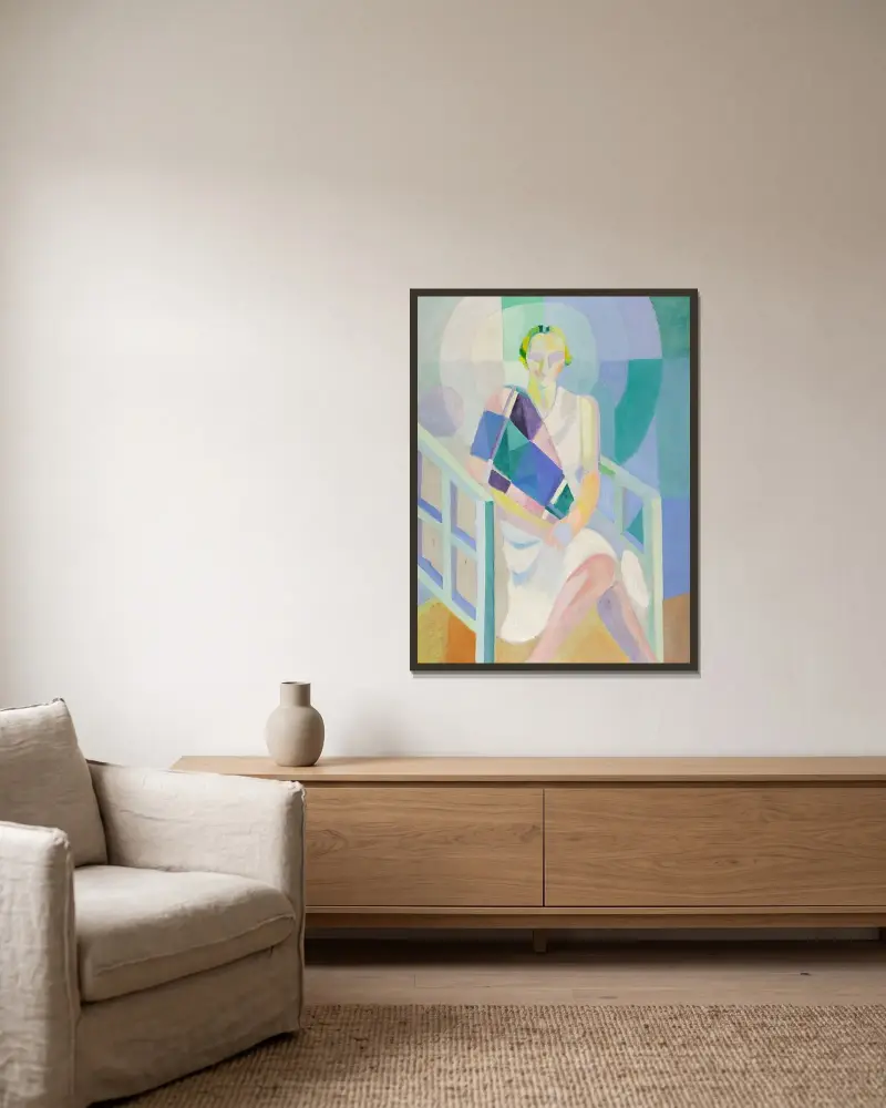 Porträtt av Madame Heim av Robert Delaunay inramad på en vägg