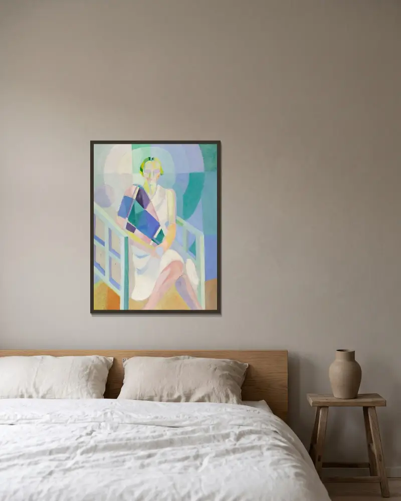 Porträtt av Madame Heim av Robert Delaunay inramad på en vägg