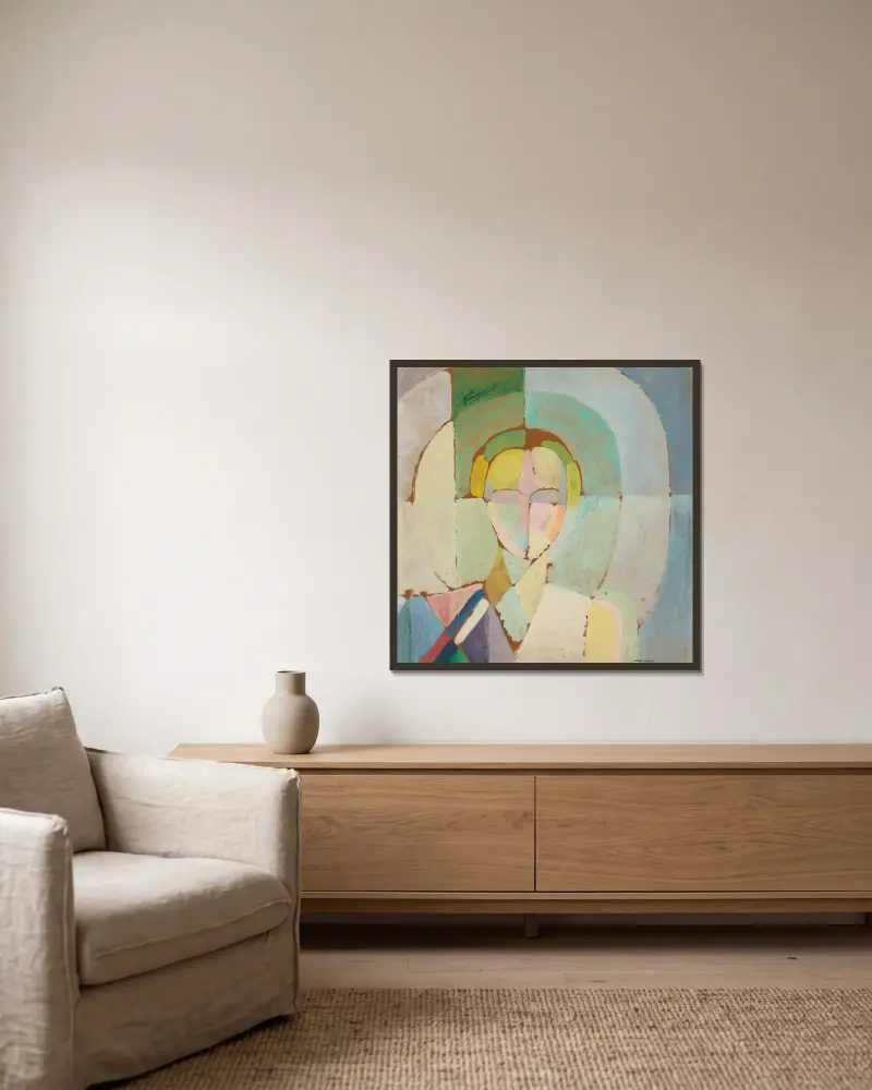Portrait De Madame Heim av Robert Delaunay inramad på en vägg