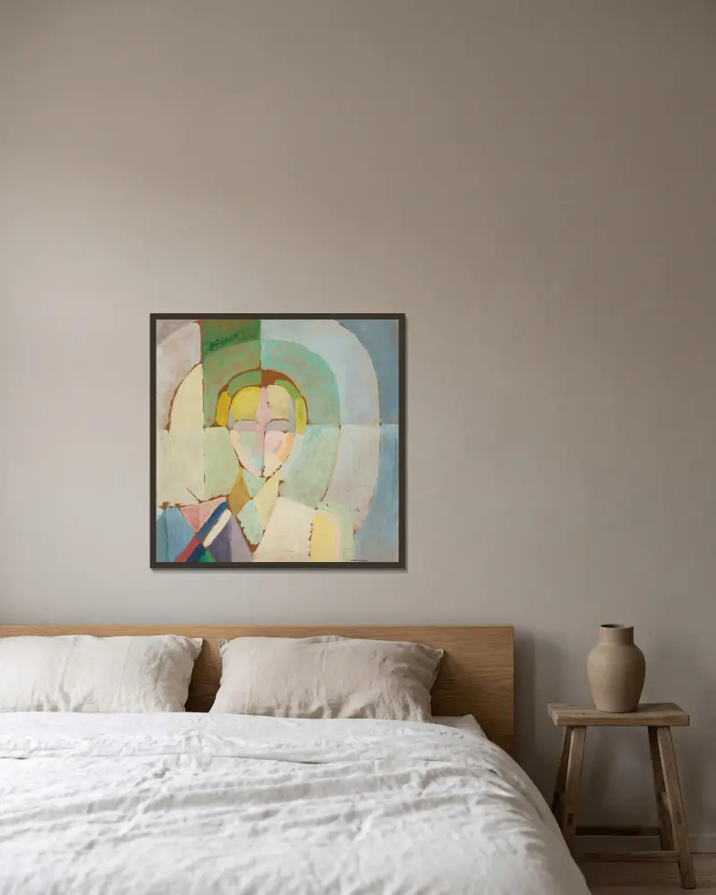 Portrait De Madame Heim av Robert Delaunay inramad på en vägg