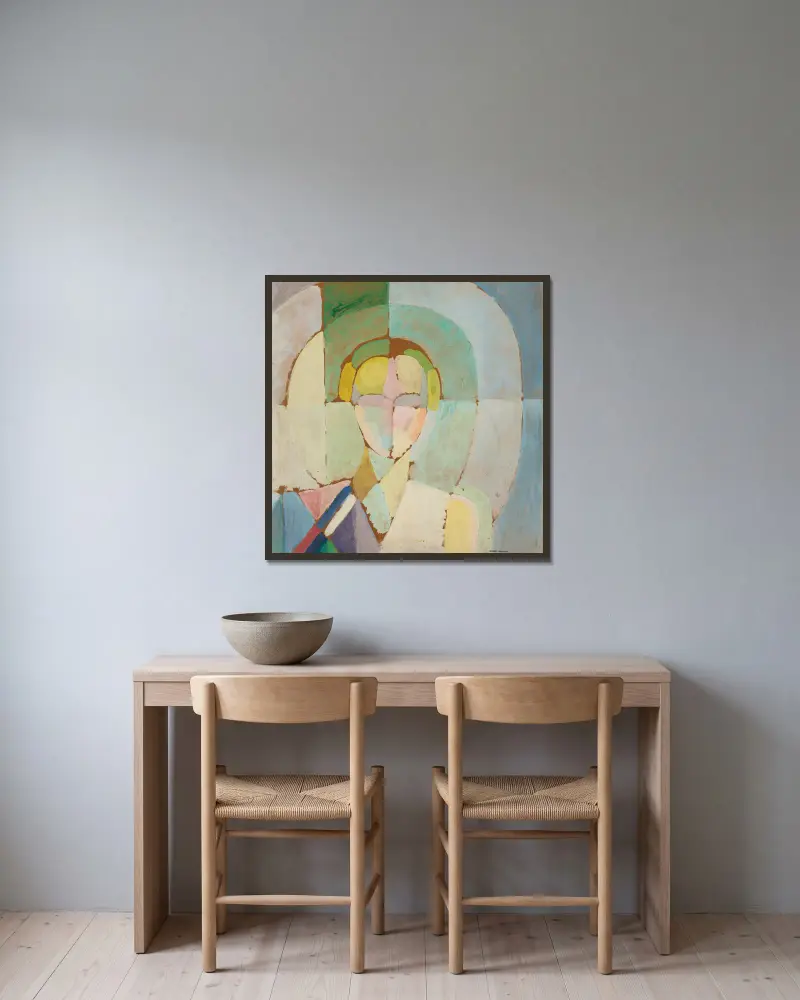 Portrait De Madame Heim av Robert Delaunay inramad på en vägg