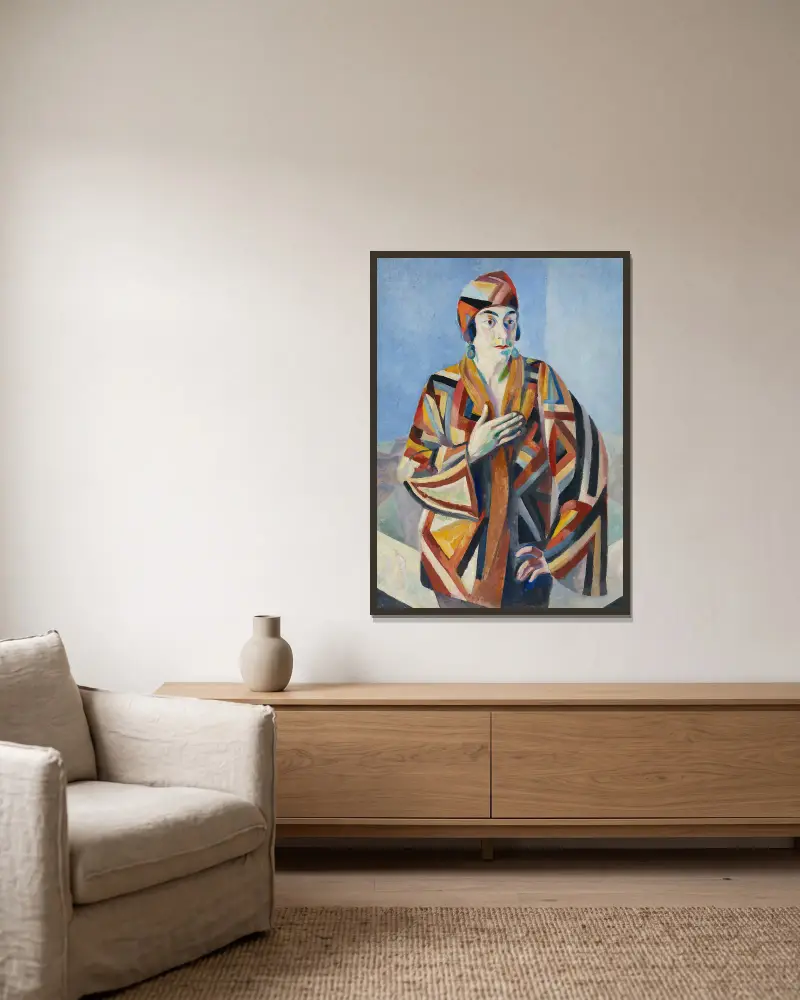 Portrait De Madame Mandel av Robert Delaunay inramad på en vägg