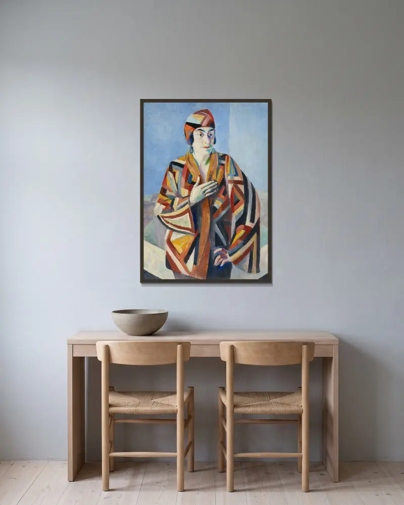 Portrait De Madame Mandel av Robert Delaunay inramad på en vägg