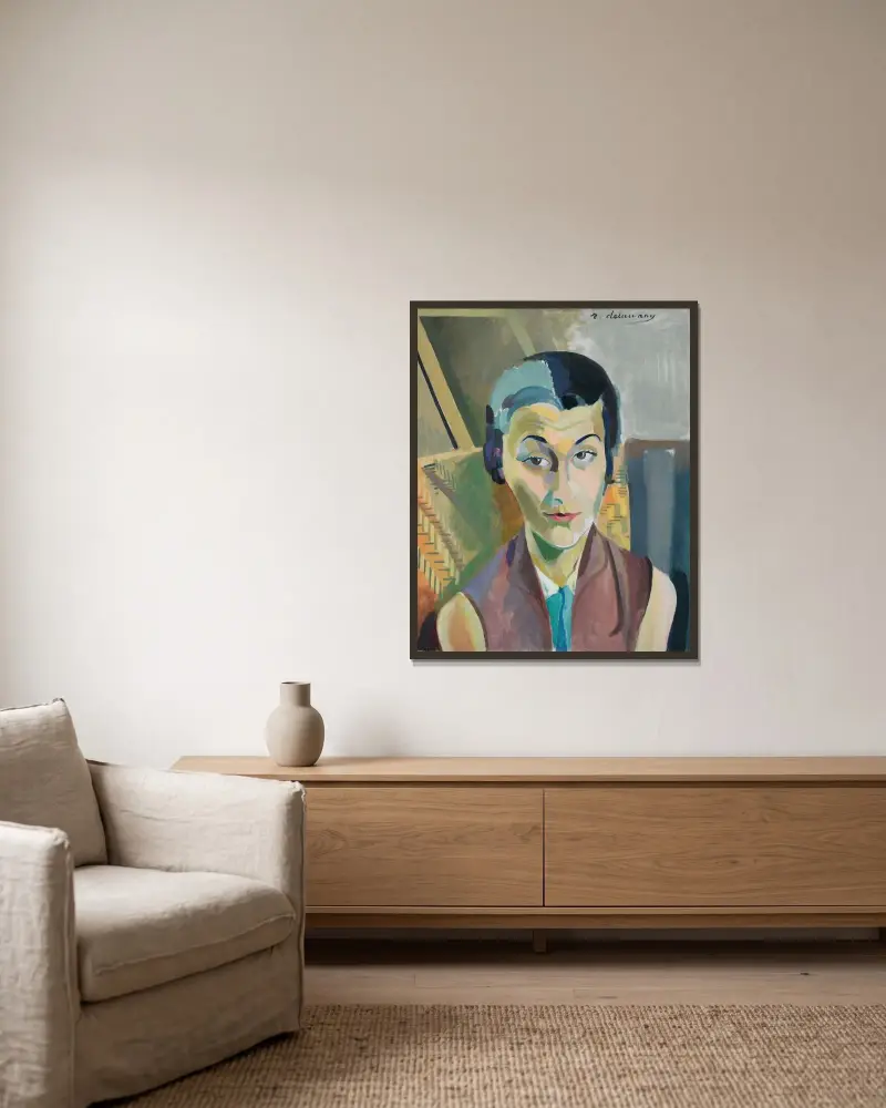 Porträtt av Maria Lani av Robert Delaunay inramad på en vägg