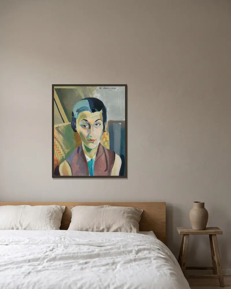 Porträtt av Maria Lani av Robert Delaunay inramad på en vägg