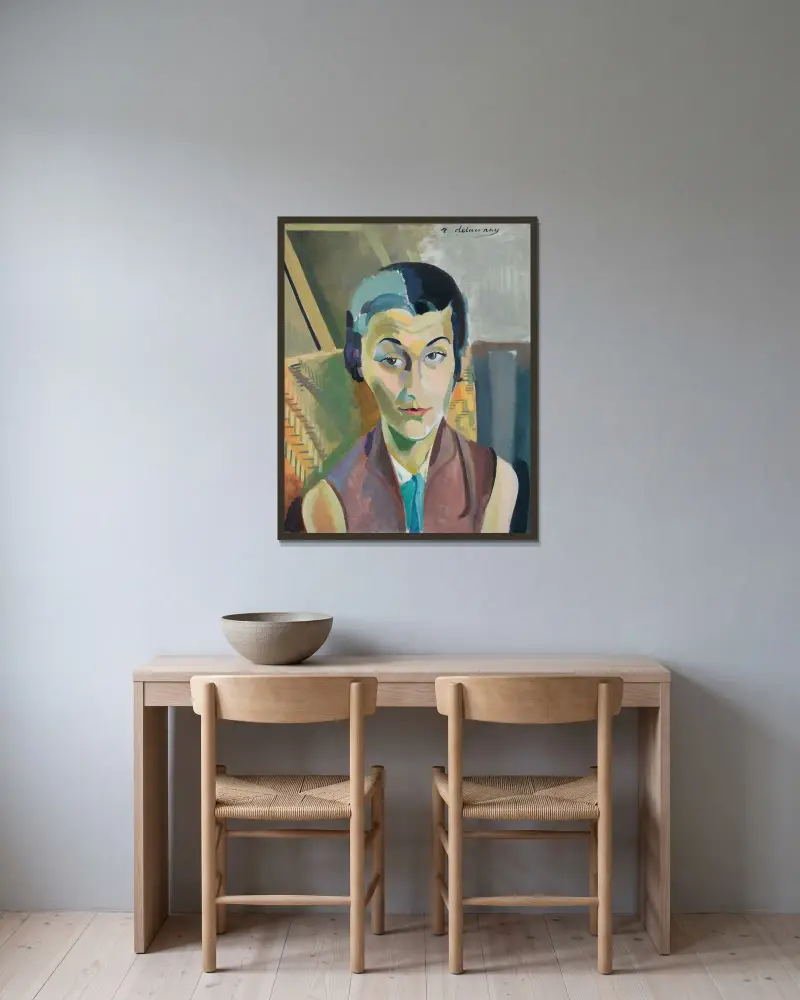 Porträtt av Maria Lani av Robert Delaunay inramad på en vägg