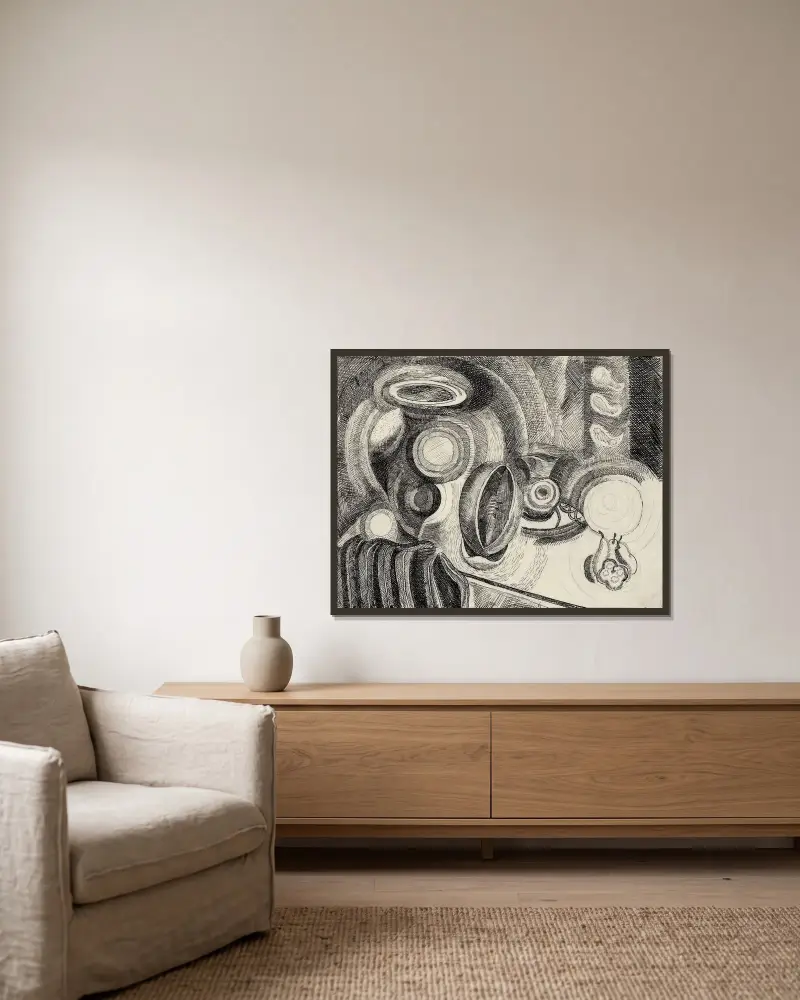Portugisiskt stilleben av Robert Delaunay inramad på en vägg