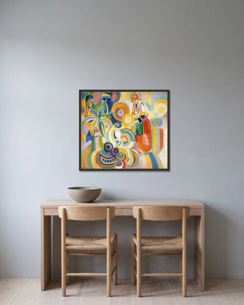 Portuguese Woman av Robert Delaunay inramad på en vägg