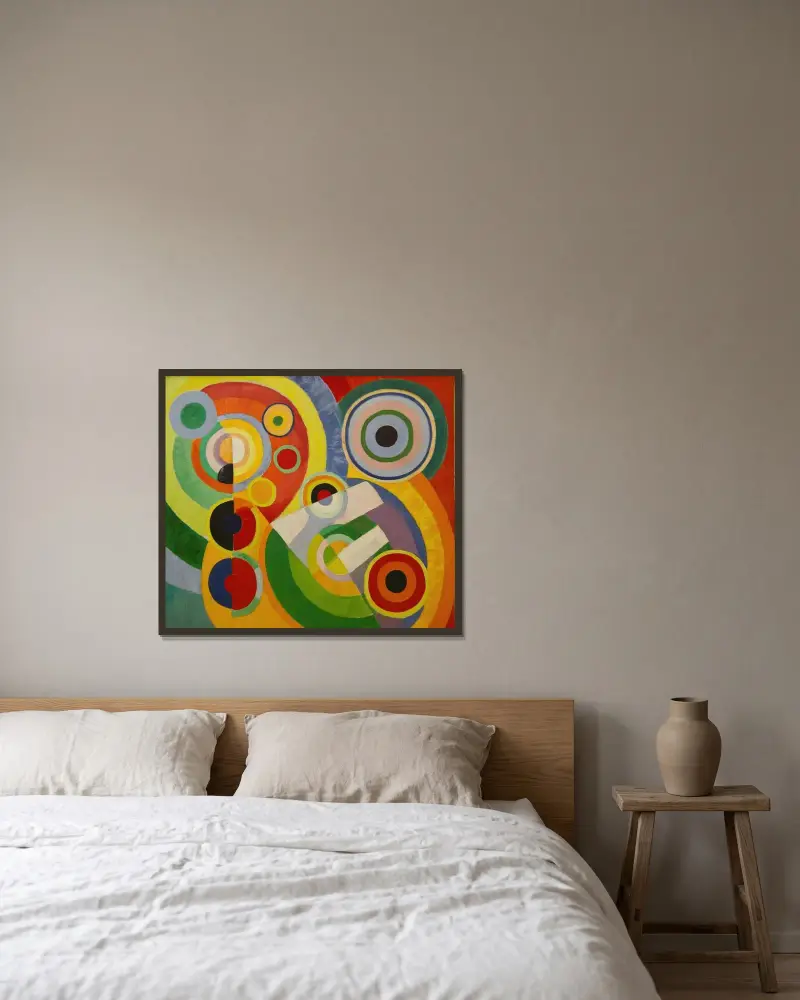 Rytm, livsglädje av Robert Delaunay inramad på en vägg