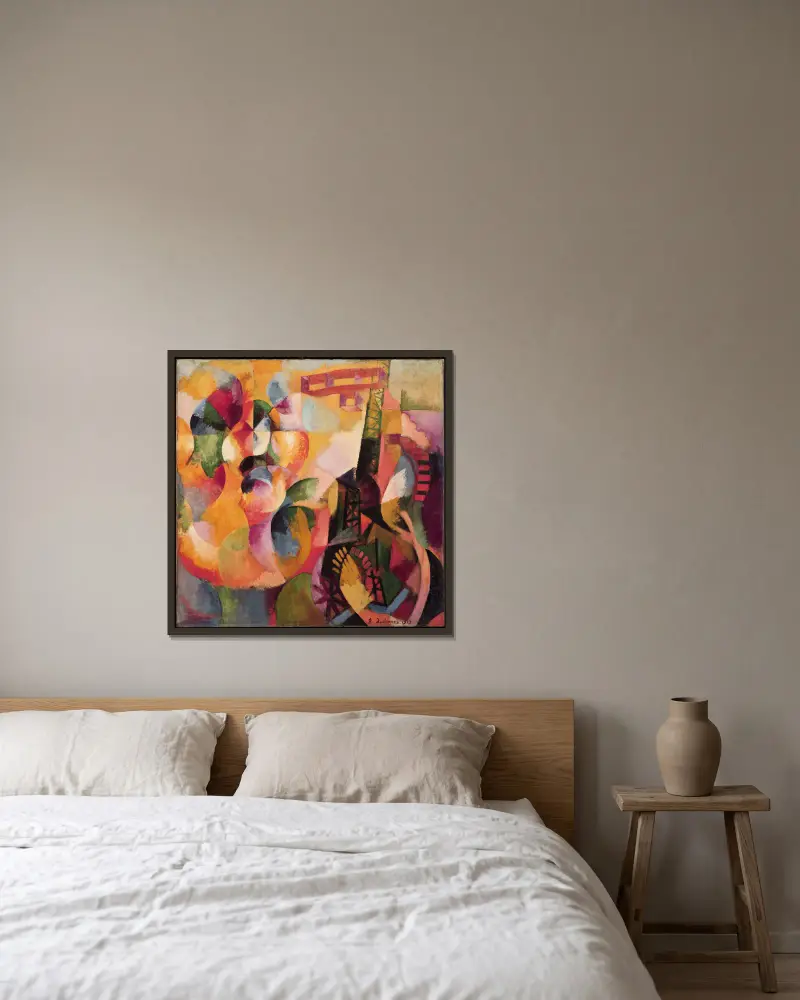 Soleil, tour, aéroplane (Sun, Tower, Airplane) av Robert Delaunay inramad på en vägg