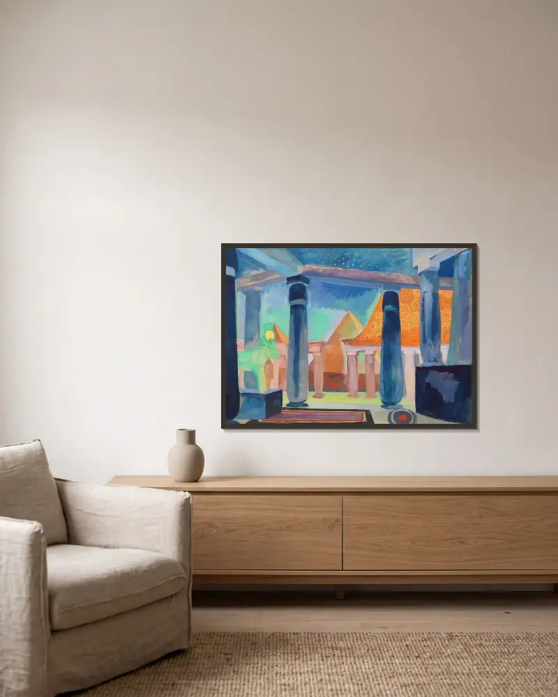 Scendekoration för Cleopatra-objekt av Robert Delaunay inramad på en vägg