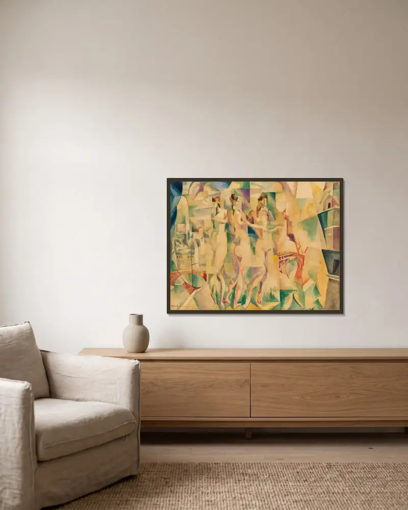 Paris stad av Robert Delaunay inramad på en vägg