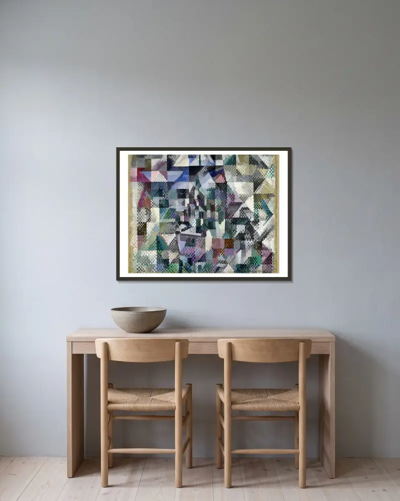 Window on the City No. 3. av Robert Delaunay inramad på en vägg