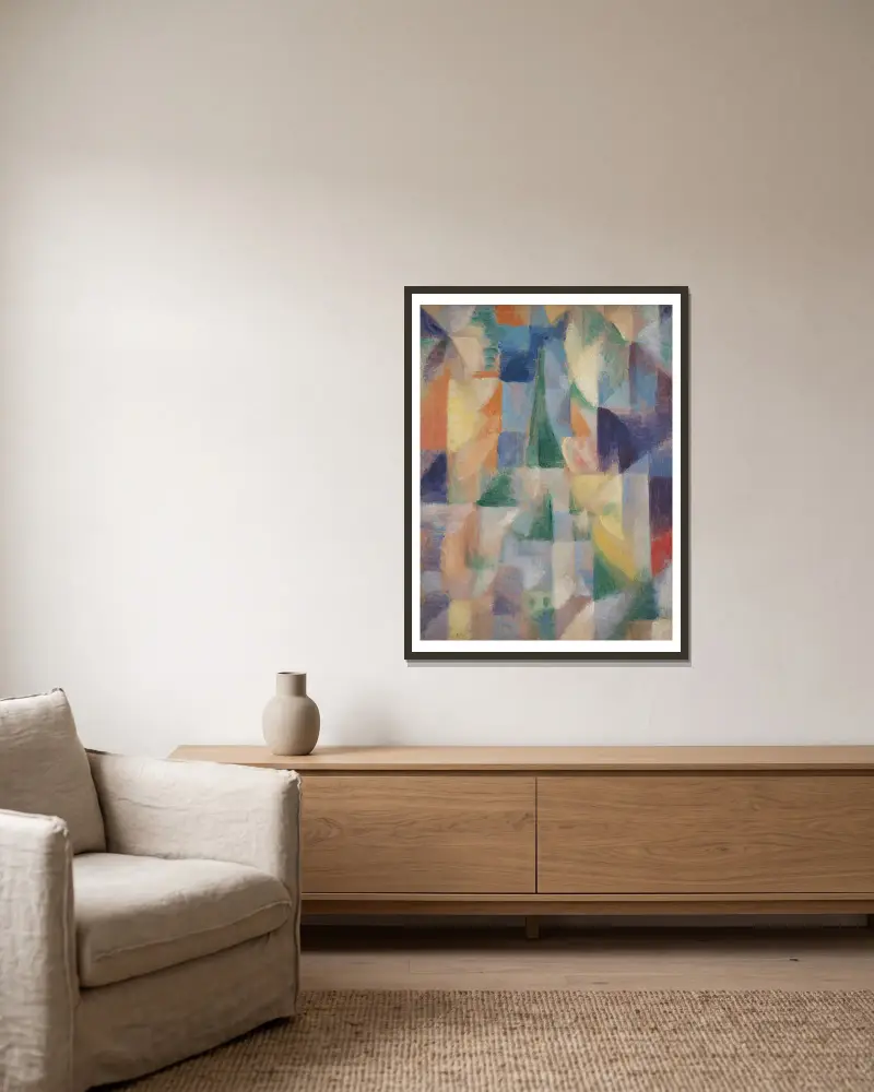 Fenster zur Stadt von Robert Delaunay gerahmt an einer Wand