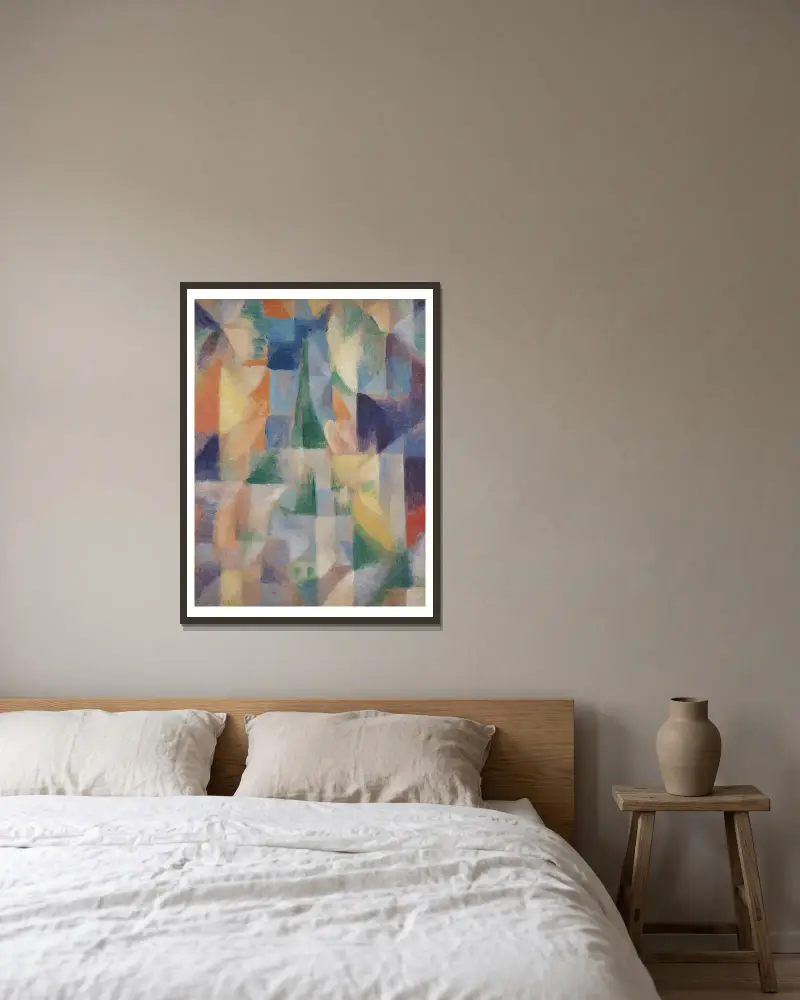 Fenster zur Stadt von Robert Delaunay gerahmt an einer Wand