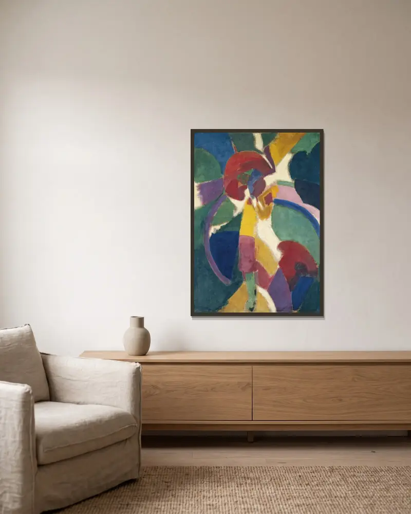 Kvinna med parasoll av Robert Delaunay inramad på en vägg