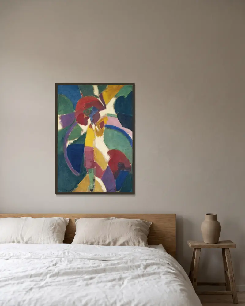 Kvinna med parasoll av Robert Delaunay inramad på en vägg