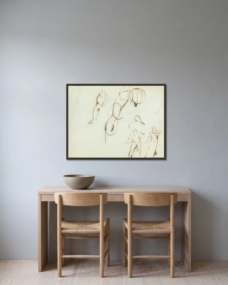 Figurstudie, Benjamin Robert Haydon v rámu na stěně