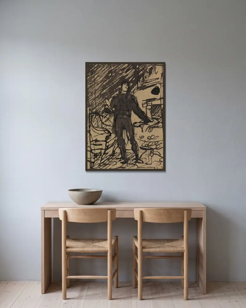 Figurstudie av man i formell kostym av Benjamin Robert Haydon inramad på en vägg
