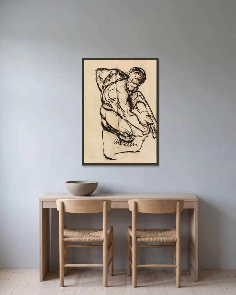 Figure Study of a Nude Male av Benjamin Robert Haydon inramad på en vägg