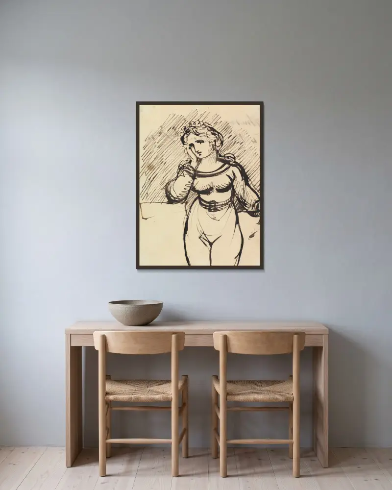 Figure Study of a Woman av Benjamin Robert Haydon inramad på en vägg