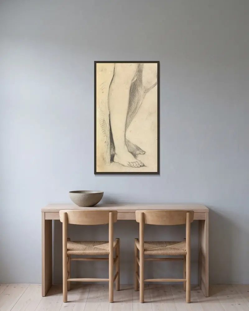 Figurstudie av ben av Benjamin Robert Haydon inramad på en vägg