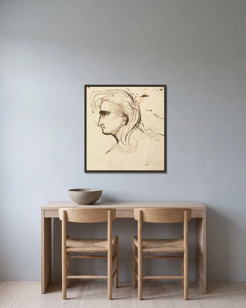Kopfstudie von Benjamin Robert Haydon gerahmt an einer Wand